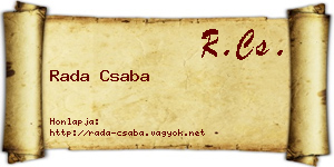 Rada Csaba névjegykártya